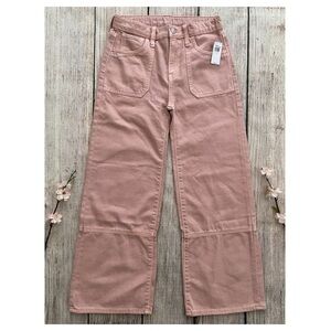 F1 -- NWT salmon pink OLD NAVY high rise baggy wide leg jeans girls size 12